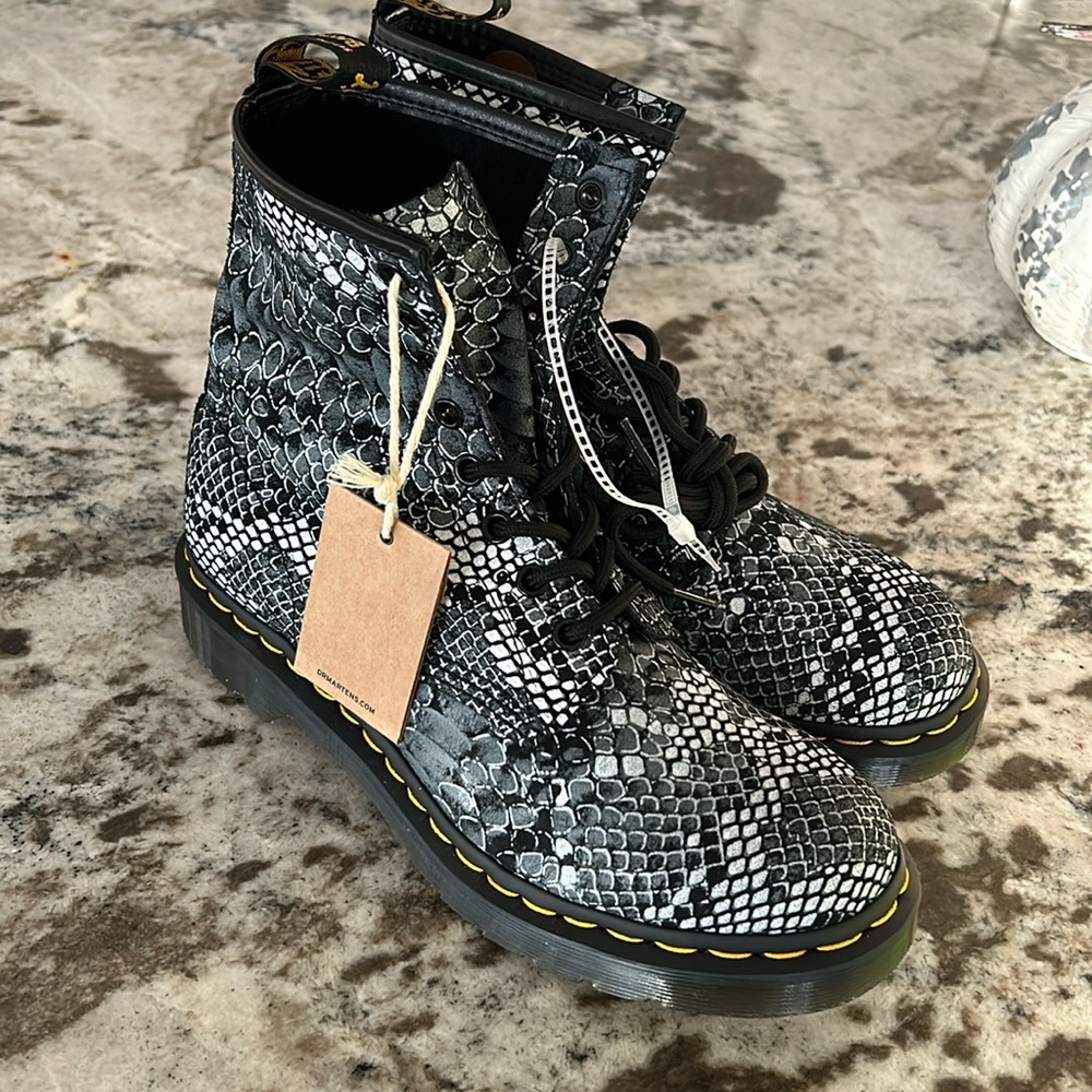 - New Dr Martens snakeskin print boots